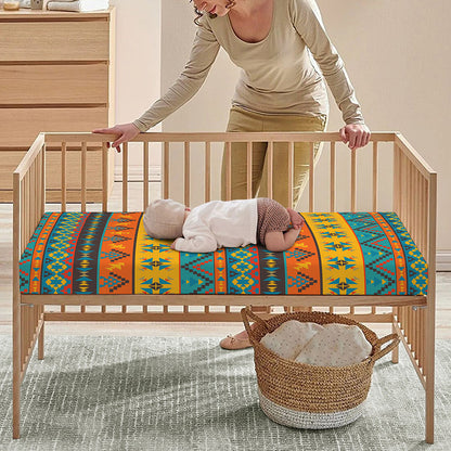 Native Indian Inspired Pattern Print Baby Crib Sheet