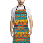 Native Indian Inspired Pattern Print Bib Apron With Pocket