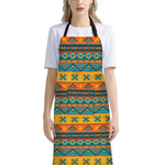 Native Indian Inspired Pattern Print Bib Apron With Pocket