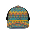 Native Indian Inspired Pattern Print Black Mesh Trucker Hat