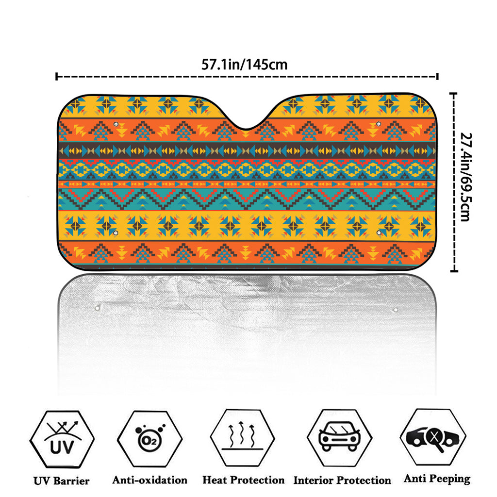 Native Indian Inspired Pattern Print Car Windshield Sun Shade