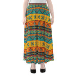 Native Indian Inspired Pattern Print Chiffon Maxi Skirt