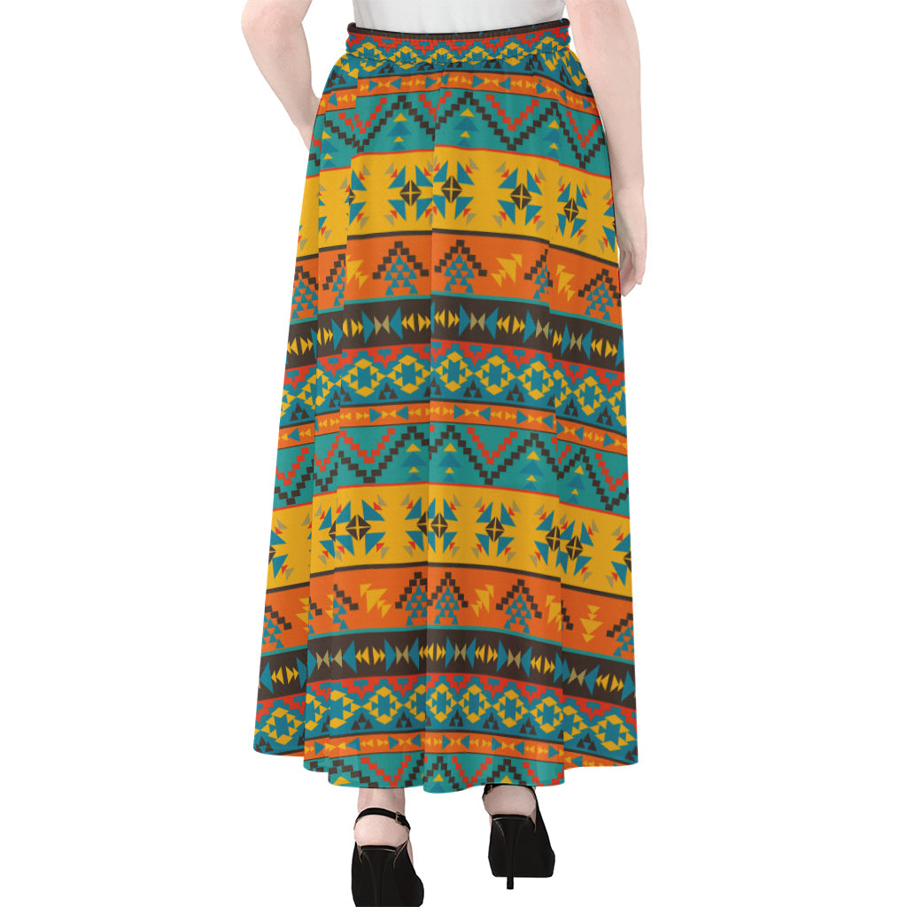 Native Indian Inspired Pattern Print Chiffon Maxi Skirt