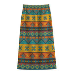 Native Indian Inspired Pattern Print Cotton Front Slit Maxi Skirt