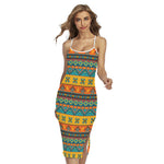 Native Indian Inspired Pattern Print Cross Back Cami Dress