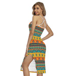 Native Indian Inspired Pattern Print Cross Back Cami Dress