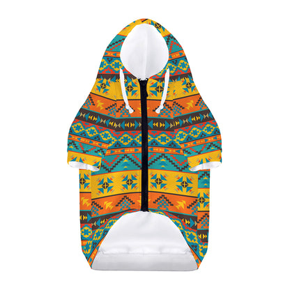Native Indian Inspired Pattern Print Dog Zip Up Hoodie