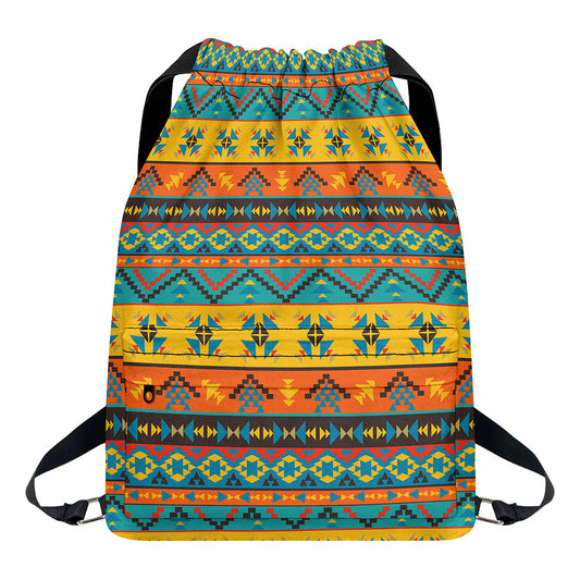 Native Indian Inspired Pattern Print Drawstring Backpack