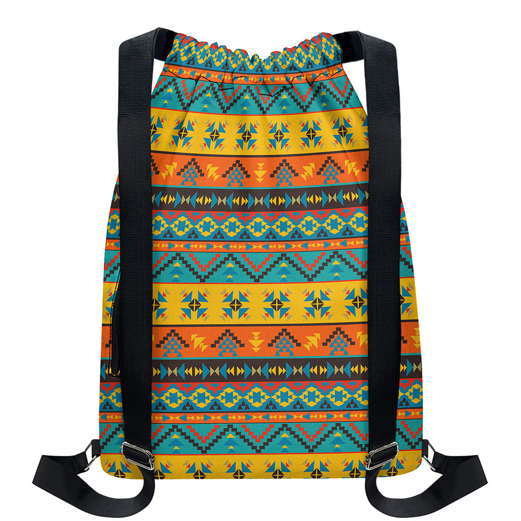 Native Indian Inspired Pattern Print Drawstring Backpack