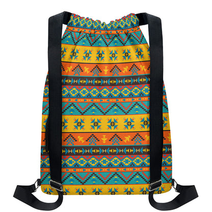 Native Indian Inspired Pattern Print Drawstring Backpack