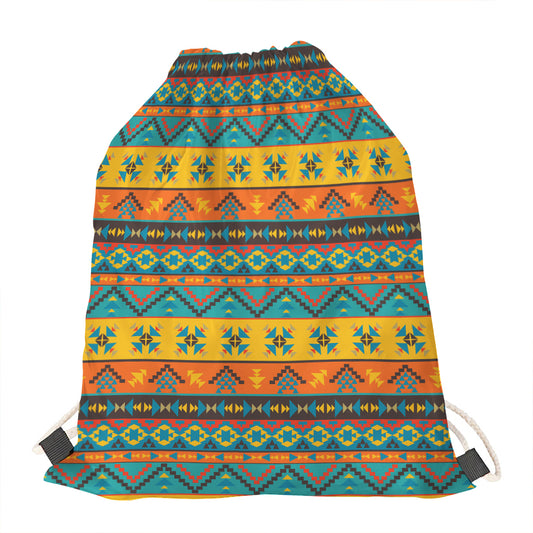 Native Indian Inspired Pattern Print Drawstring Bag