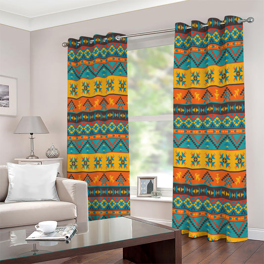 Native Indian Inspired Pattern Print Extra Wide Grommet Curtains