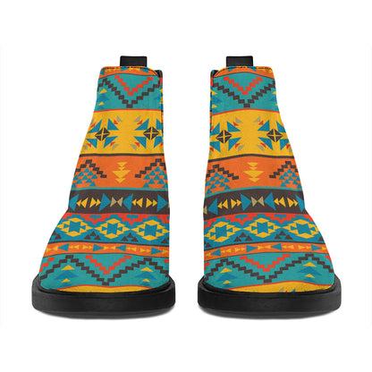 Native Indian Inspired Pattern Print Flat Ankle Boots