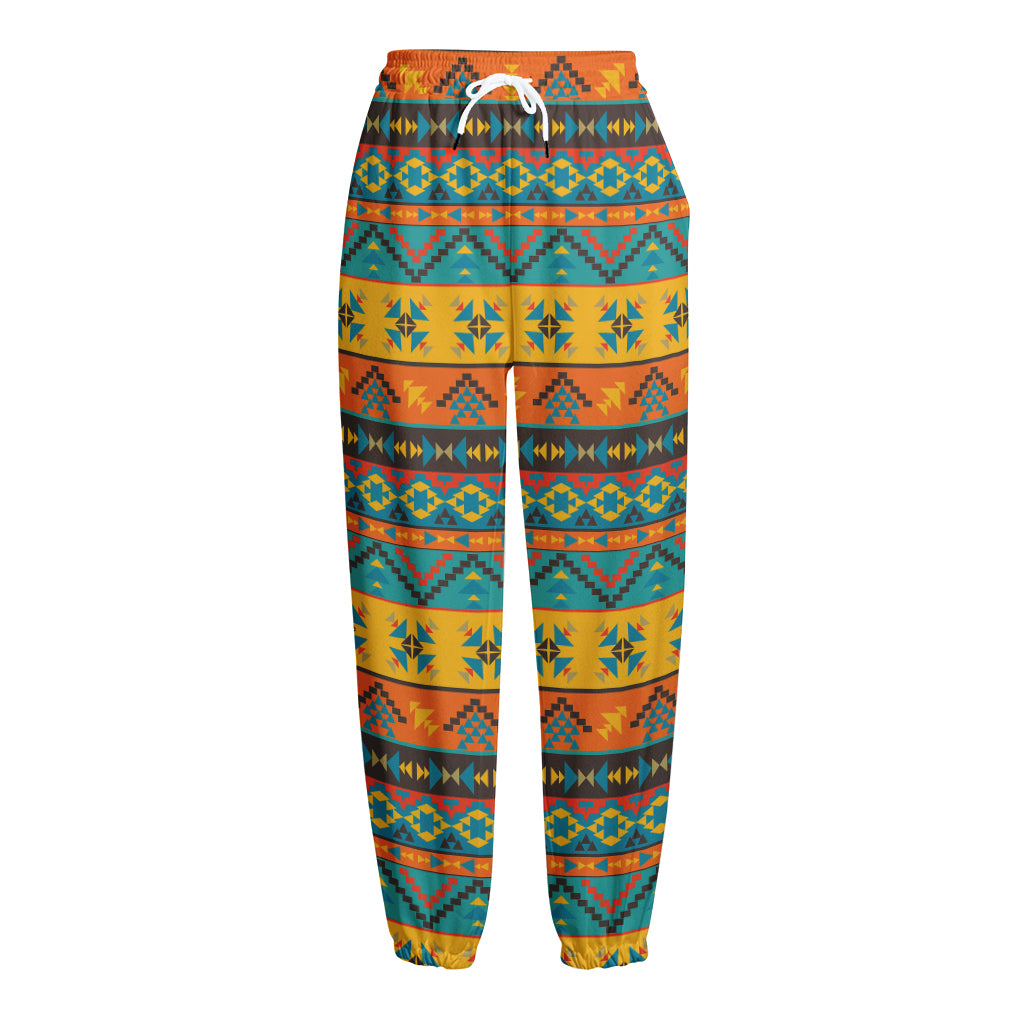 Native Indian Inspired Pattern Print Fleece Lined Knit Pants