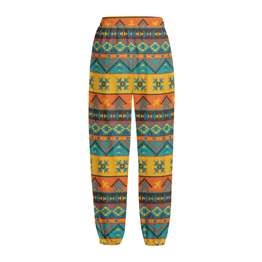 Native Indian Inspired Pattern Print Fleece Lined Knit Pants