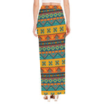 Native Indian Inspired Pattern Print High Slit Maxi Skirt