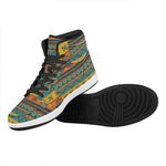 Native Indian Inspired Pattern Print High Top Leather Sneakers