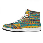 Native Indian Inspired Pattern Print High Top Leather Sneakers