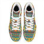 Native Indian Inspired Pattern Print High Top Leather Sneakers