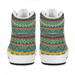 Native Indian Inspired Pattern Print High Top Leather Sneakers