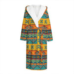 Native Indian Inspired Pattern Print Hooded Bathrobe
