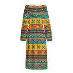 Native Indian Inspired Pattern Print Hooded Bathrobe