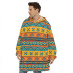 Native Indian Inspired Pattern Print Hoodie Blanket