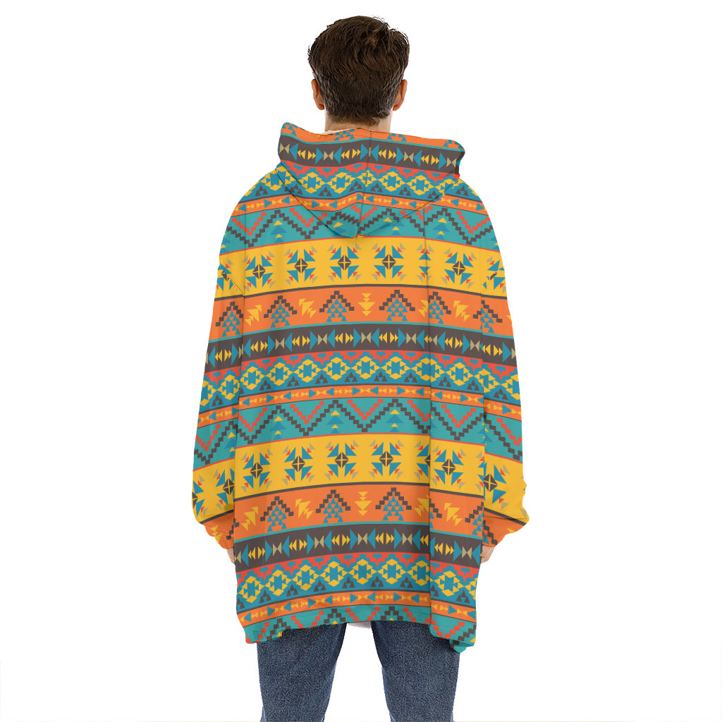 Native Indian Inspired Pattern Print Hoodie Blanket