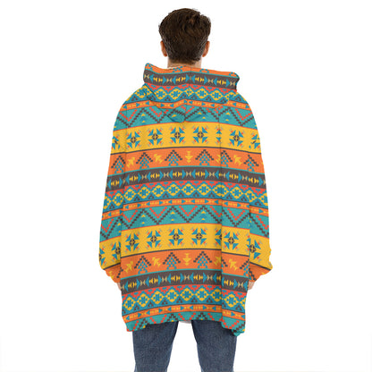 Native Indian Inspired Pattern Print Hoodie Blanket