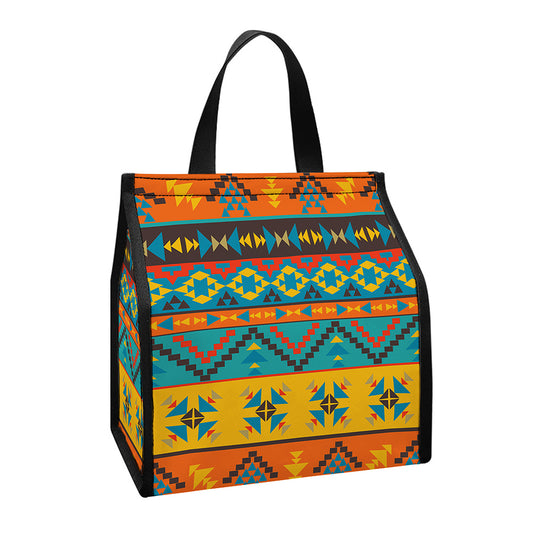 Native Indian Inspired Pattern Print Insulated Lunch Tote