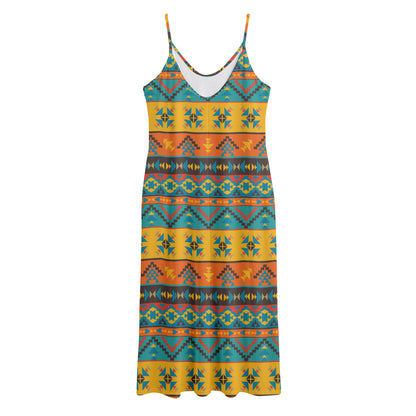 Native Indian Inspired Pattern Print Jersey Midi Cami Dress
