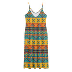 Native Indian Inspired Pattern Print Jersey Midi Cami Dress