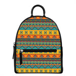 Native Indian Inspired Pattern Print Leather Backpack