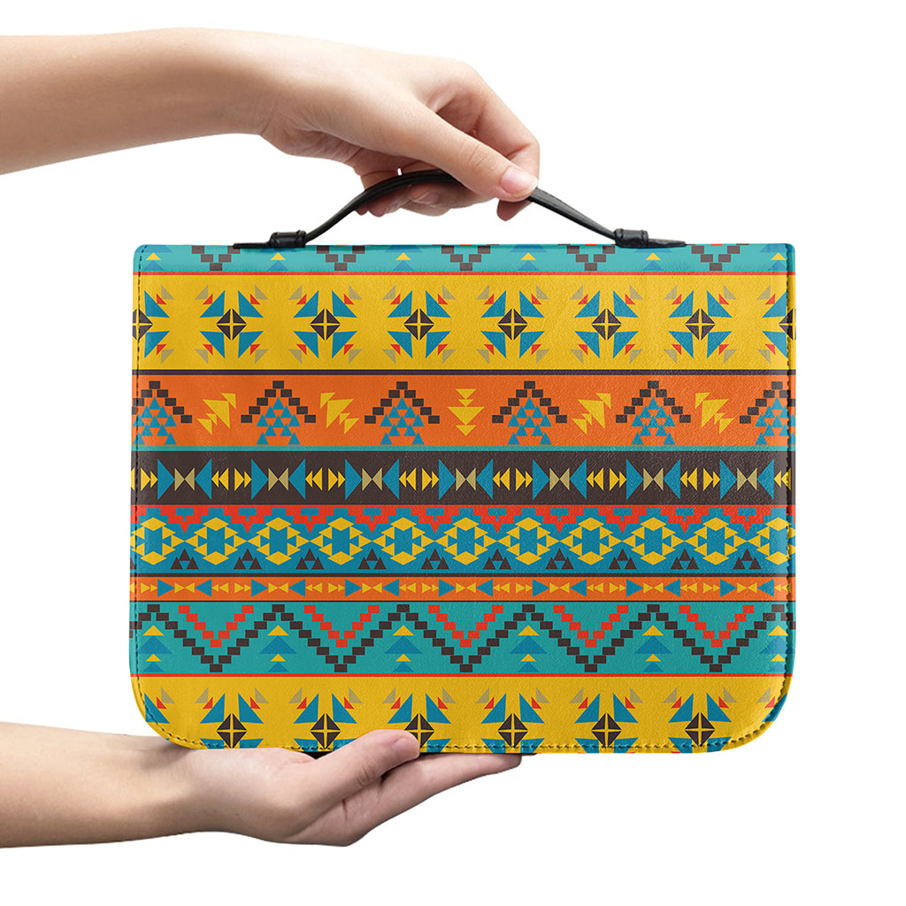 Native Indian Inspired Pattern Print Leather Bible Cover