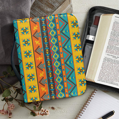 Native Indian Inspired Pattern Print Leather Bible Cover