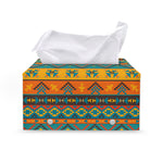 Native Indian Inspired Pattern Print Leather Tissue Box Cover