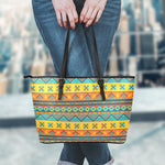 Native Indian Inspired Pattern Print Leather Tote Bag