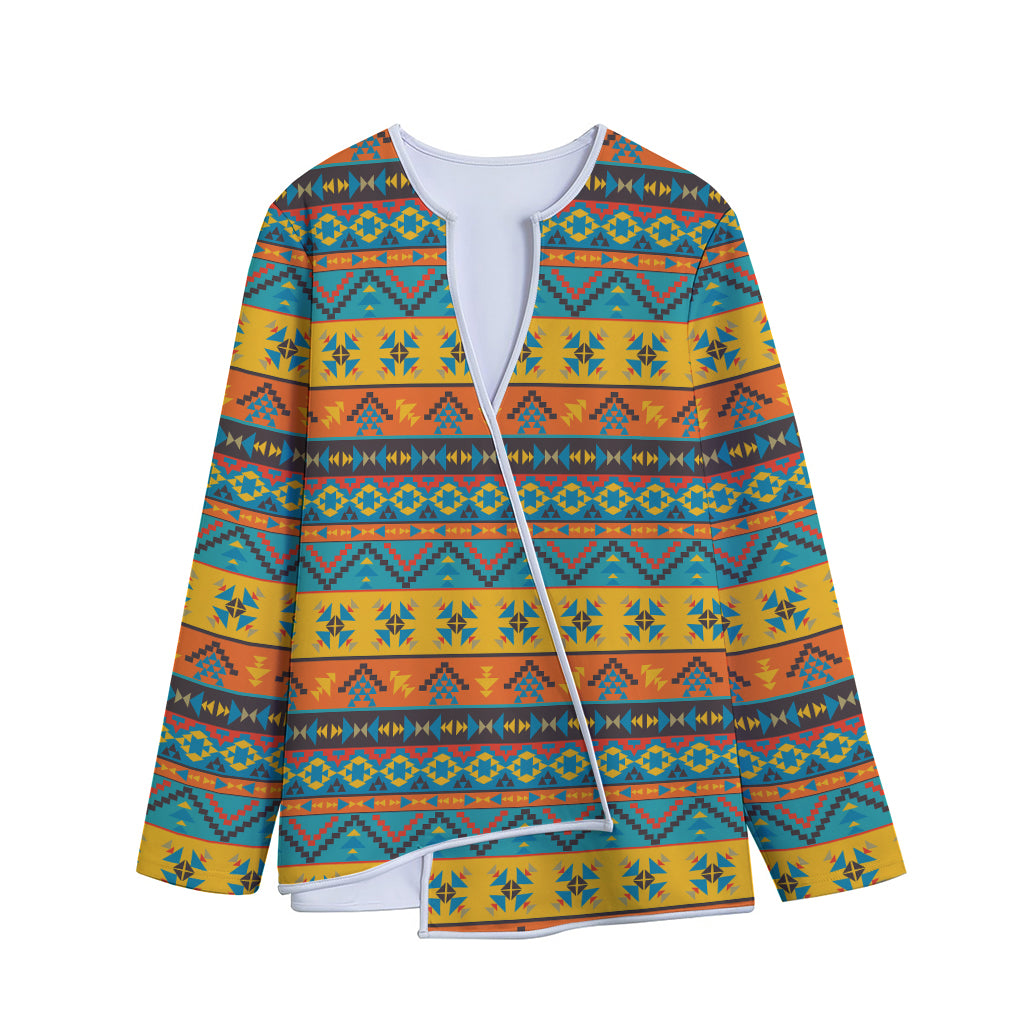 Native Indian Inspired Pattern Print Long Sleeve Short Coat