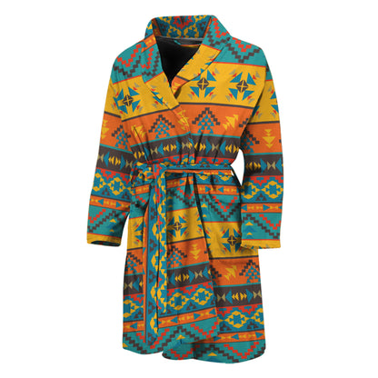 Native Indian Inspired Pattern Print Men's Bathrobe