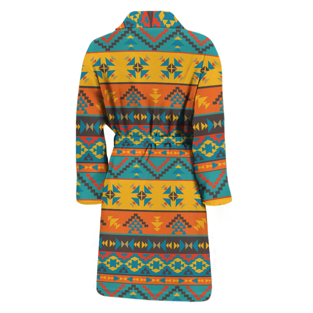 Native Indian Inspired Pattern Print Men's Bathrobe