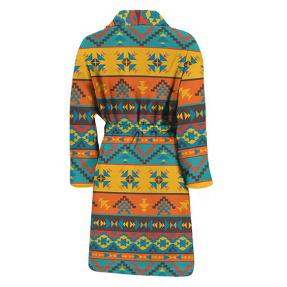 Native Indian Inspired Pattern Print Men's Bathrobe