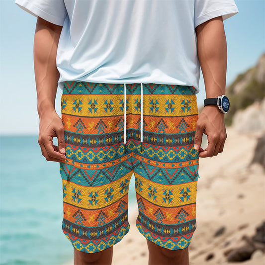 Native Indian Inspired Pattern Print Men's Cargo Shorts