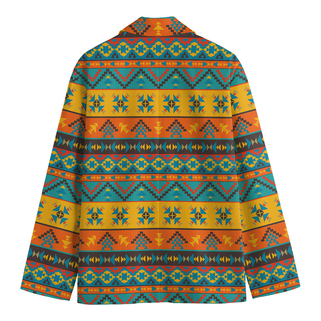 Native Indian Inspired Pattern Print Men's Cotton Blazer