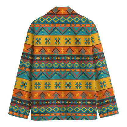 Native Indian Inspired Pattern Print Men's Cotton Blazer