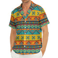 Native Indian Inspired Pattern Print Men's Deep V-Neck Shirt