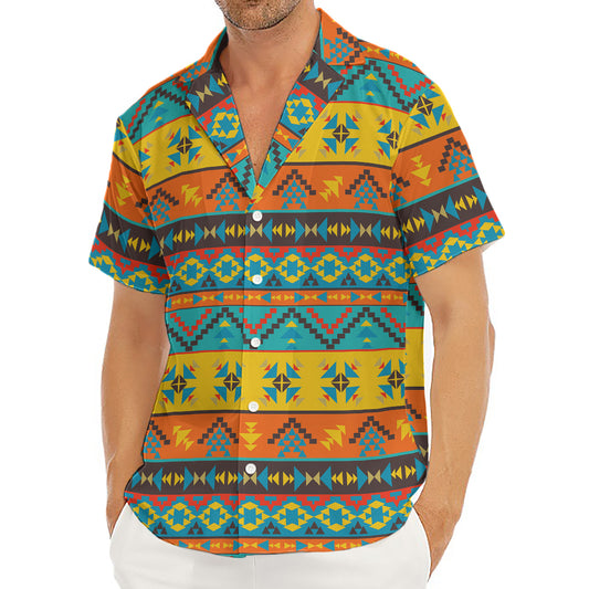 Native Indian Inspired Pattern Print Men's Deep V-Neck Shirt