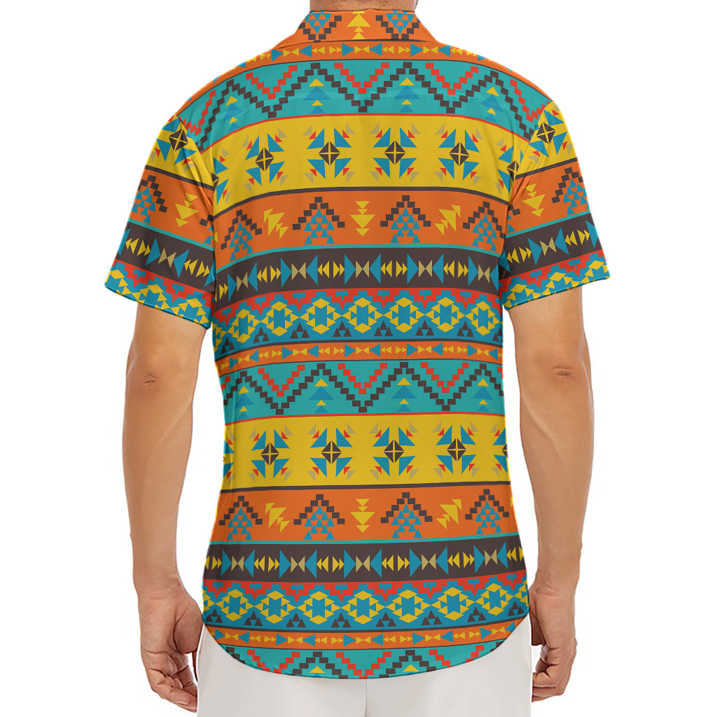 Native Indian Inspired Pattern Print Men's Deep V-Neck Shirt