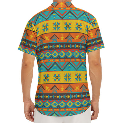 Native Indian Inspired Pattern Print Men's Deep V-Neck Shirt