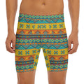 Native Indian Inspired Pattern Print Men's Long Boxer Briefs