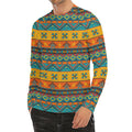 Native Indian Inspired Pattern Print Men's Long Sleeve Rash Guard